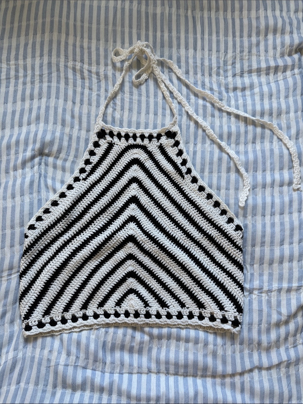 Forever 21 Black and White Crochet Halter Top